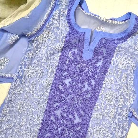 Hand Crafted Other - Lakhnavi embroidery short kurti